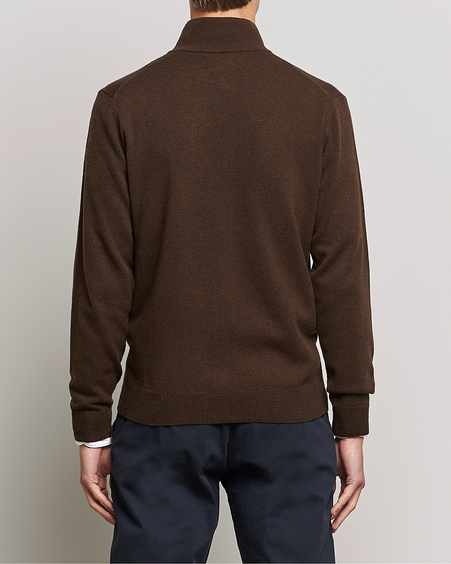 Uomini | Maglieria | GANT | Lambswool Full Zip Dark Brown Melange