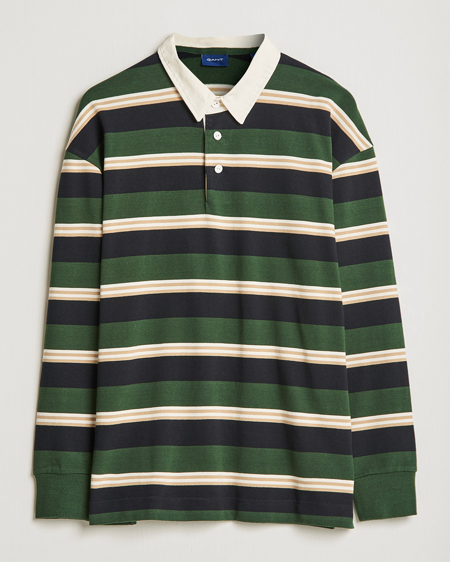 Uomini | Maglieria | GANT | Archive Striped Heavy Rugger Storm Green