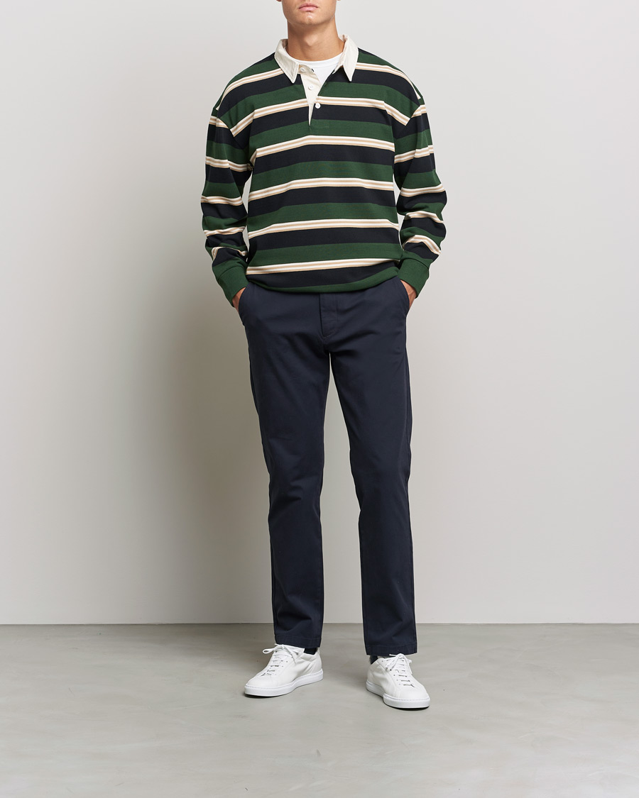 Uomini | Maglieria | GANT | Archive Striped Heavy Rugger Storm Green