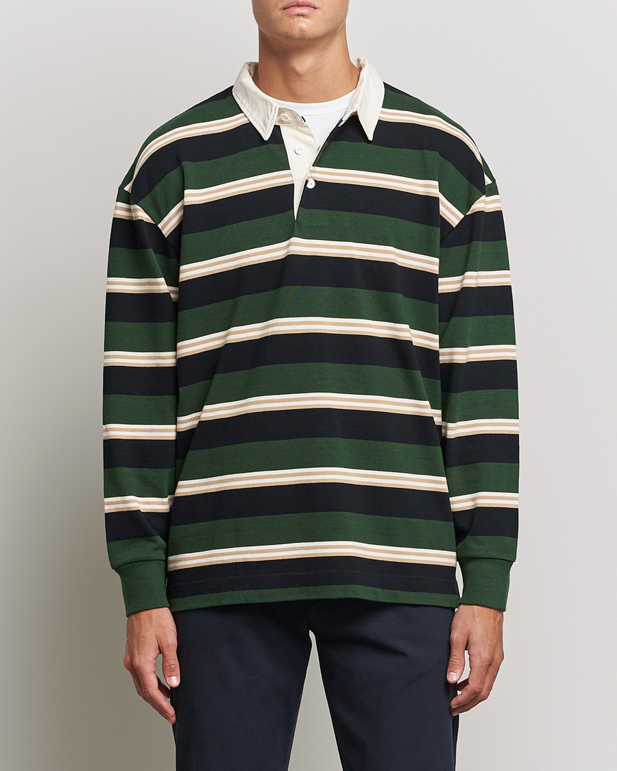 Uomini | Maglieria | GANT | Archive Striped Heavy Rugger Storm Green