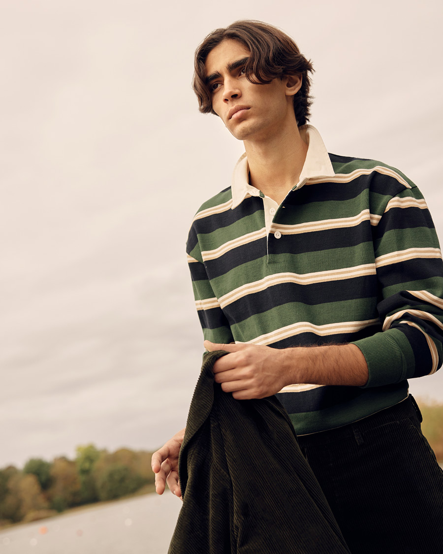 Uomini | Maglieria | GANT | Archive Striped Heavy Rugger Storm Green