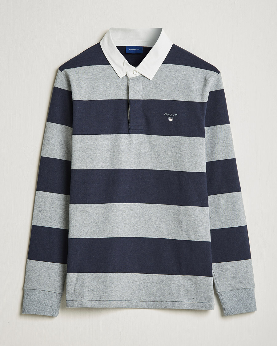 Uomini | Maglieria | GANT | Barstriped Heavy Rugger Grey Melange