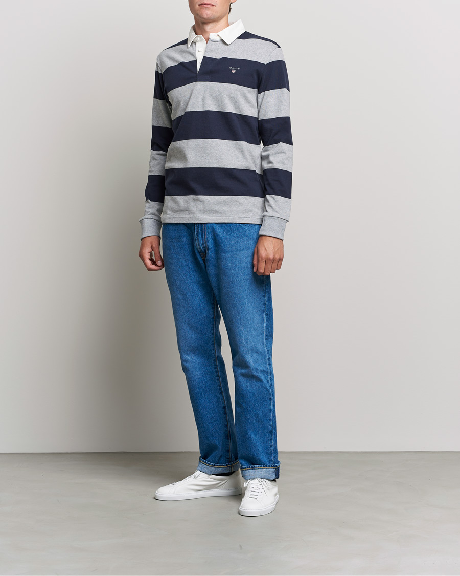 Uomini | Maglieria | GANT | Barstriped Heavy Rugger Grey Melange