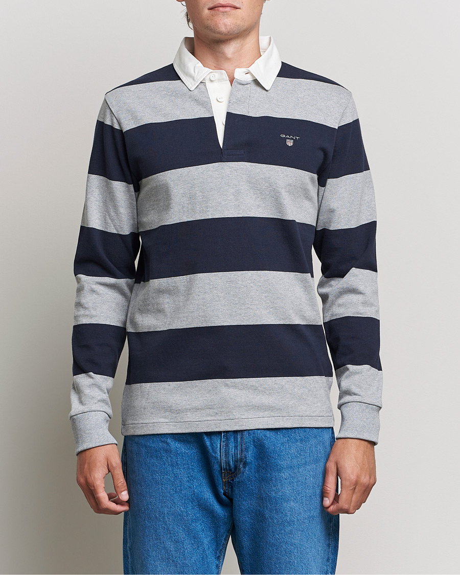 Uomini | Maglieria | GANT | Barstriped Heavy Rugger Grey Melange