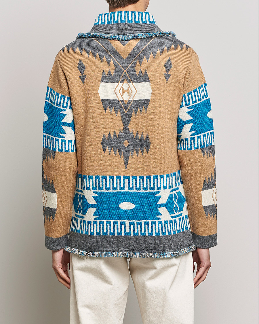 Uomini | Maglieria | Alanui | Icon Cashmere Jacquard Cardigan Camel/Blue