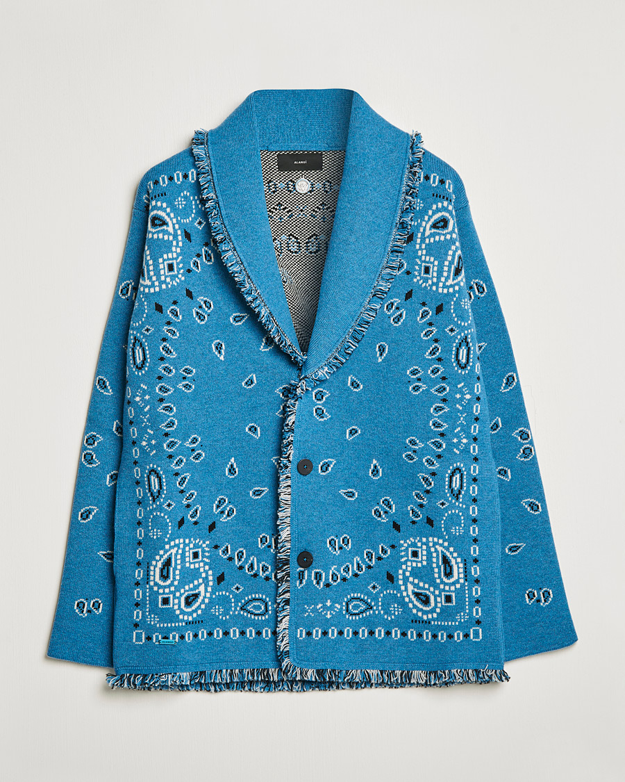 Uomini | Maglieria | Alanui | Icon Cashmere Jacquard Cardigan Cobalt Blue
