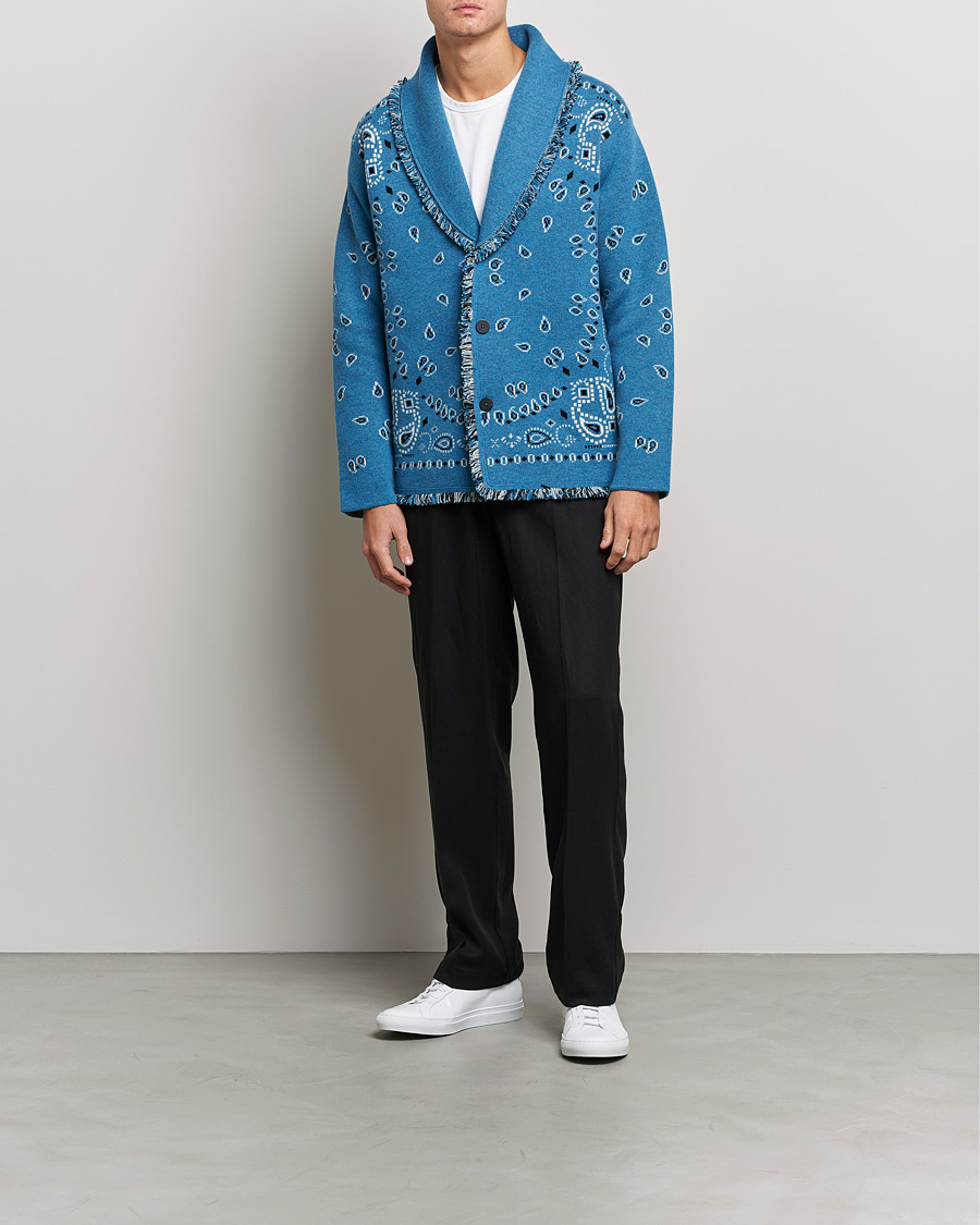 Uomini | Maglieria | Alanui | Icon Cashmere Jacquard Cardigan Cobalt Blue