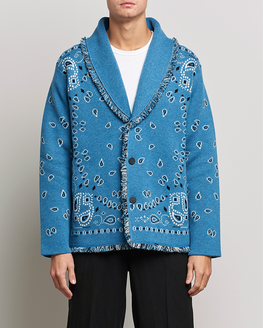 Uomini | Maglieria | Alanui | Icon Cashmere Jacquard Cardigan Cobalt Blue