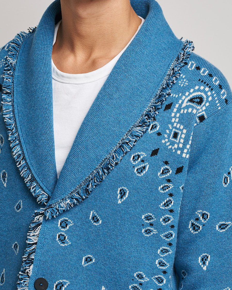 Uomini | Maglieria | Alanui | Icon Cashmere Jacquard Cardigan Cobalt Blue