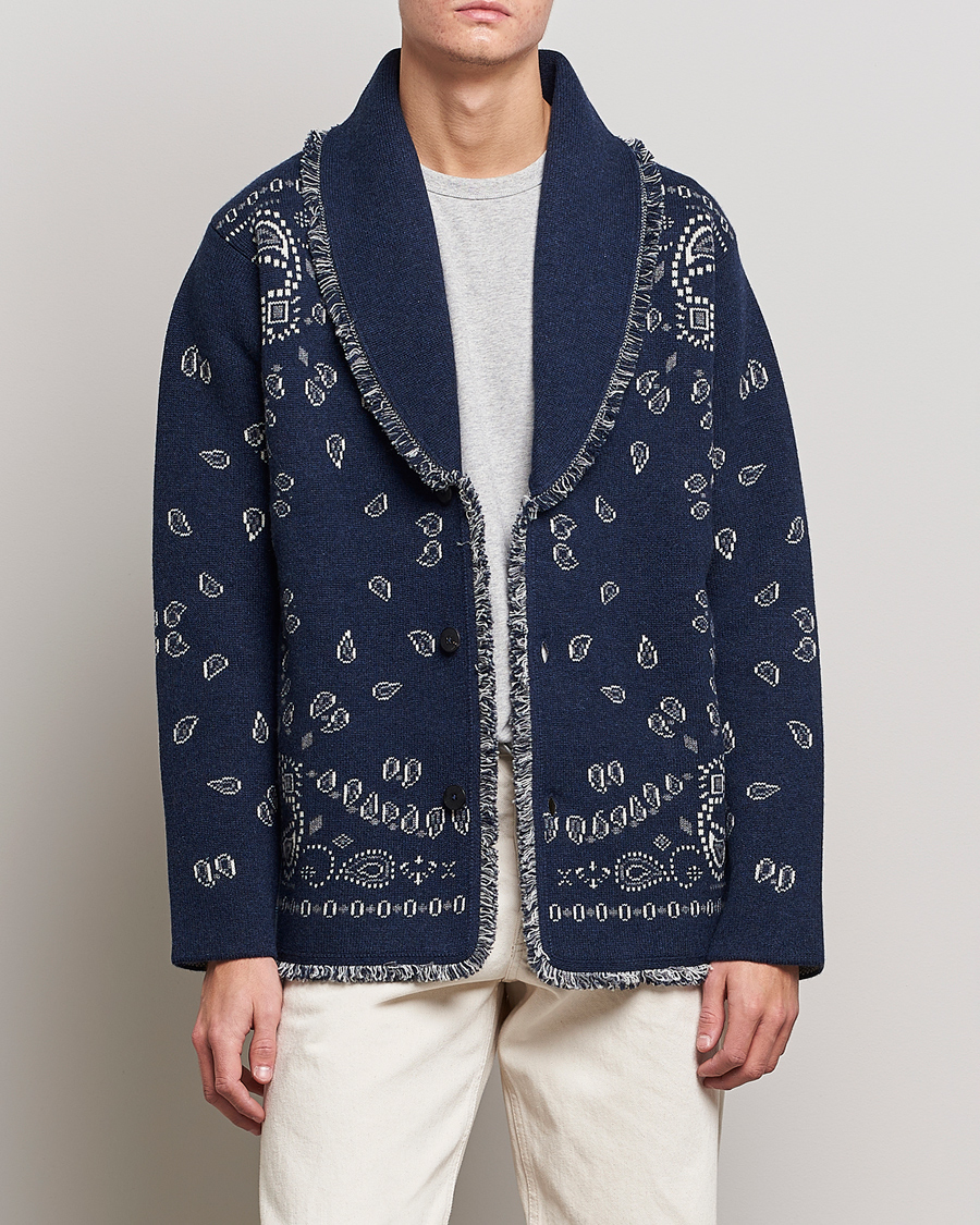 Uomini | Maglieria | Alanui | Icon Cashmere Jacquard Cardigan Navy