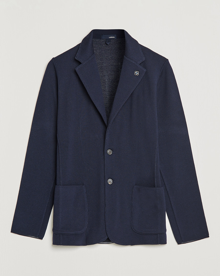 Uomini | Blazers | Lardini | Knitted Wool Blazer Navy