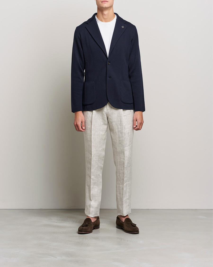Uomini | Blazers | Lardini | Knitted Wool Blazer Navy