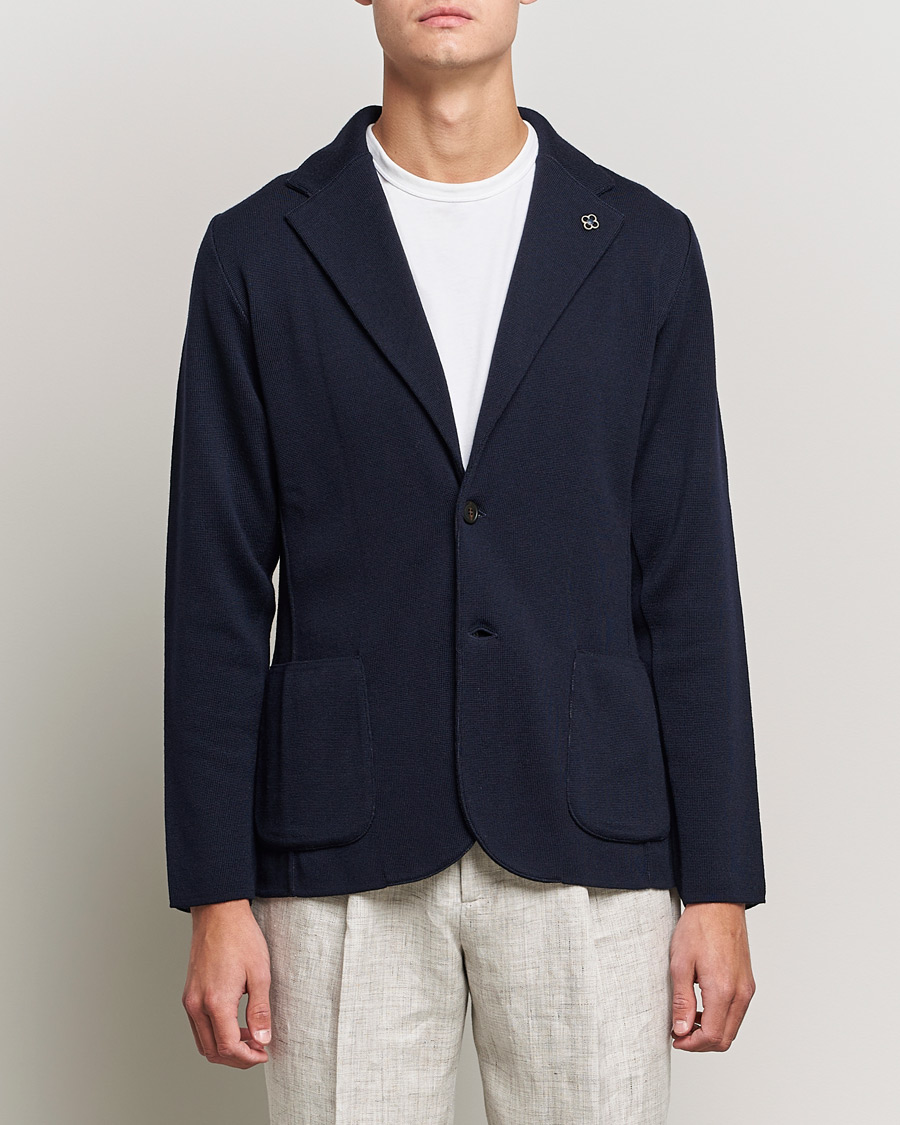 Uomini | Blazers | Lardini | Knitted Wool Blazer Navy