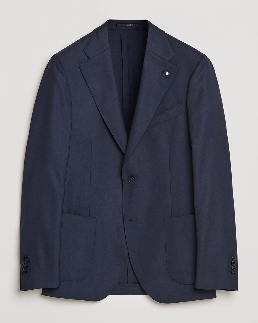 Uomini | Blazers | Lardini | Patch Pocket Wool Blazer Navy