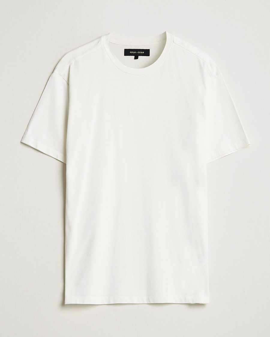Uomini | T-shirt | Replay | Sartoriale Heavy Crew Neck T-Shirt Chalk White