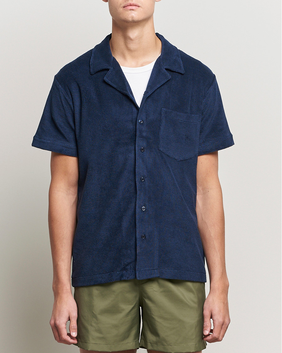Uomini | Camicie | The Resort Co | Short Sleeve Terry Resort Shirt Navy