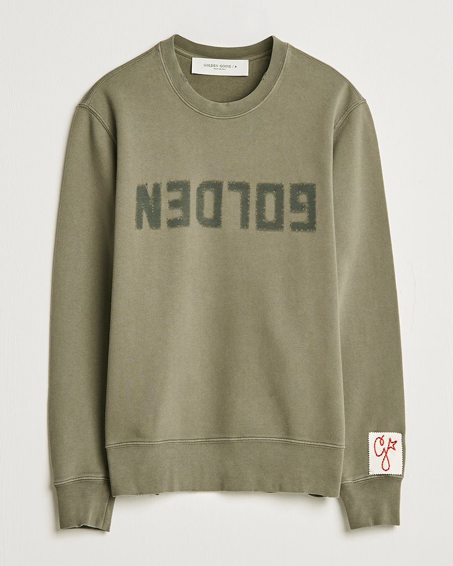 Uomini | Maglieria | Golden Goose | Deluxe Brand Distressed Cotton Sweatshirt Dusty Olive