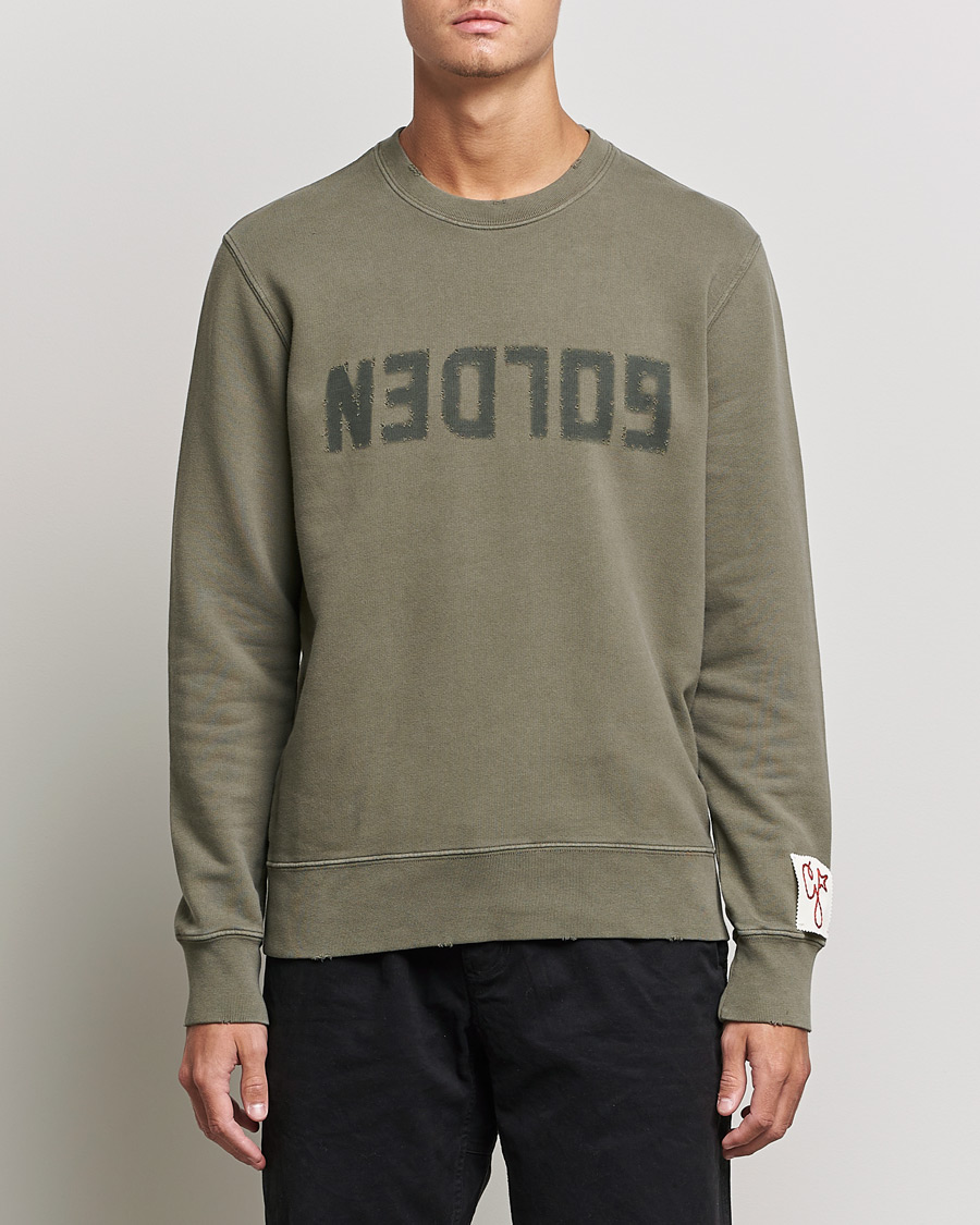Uomini | Maglieria | Golden Goose | Deluxe Brand Distressed Cotton Sweatshirt Dusty Olive