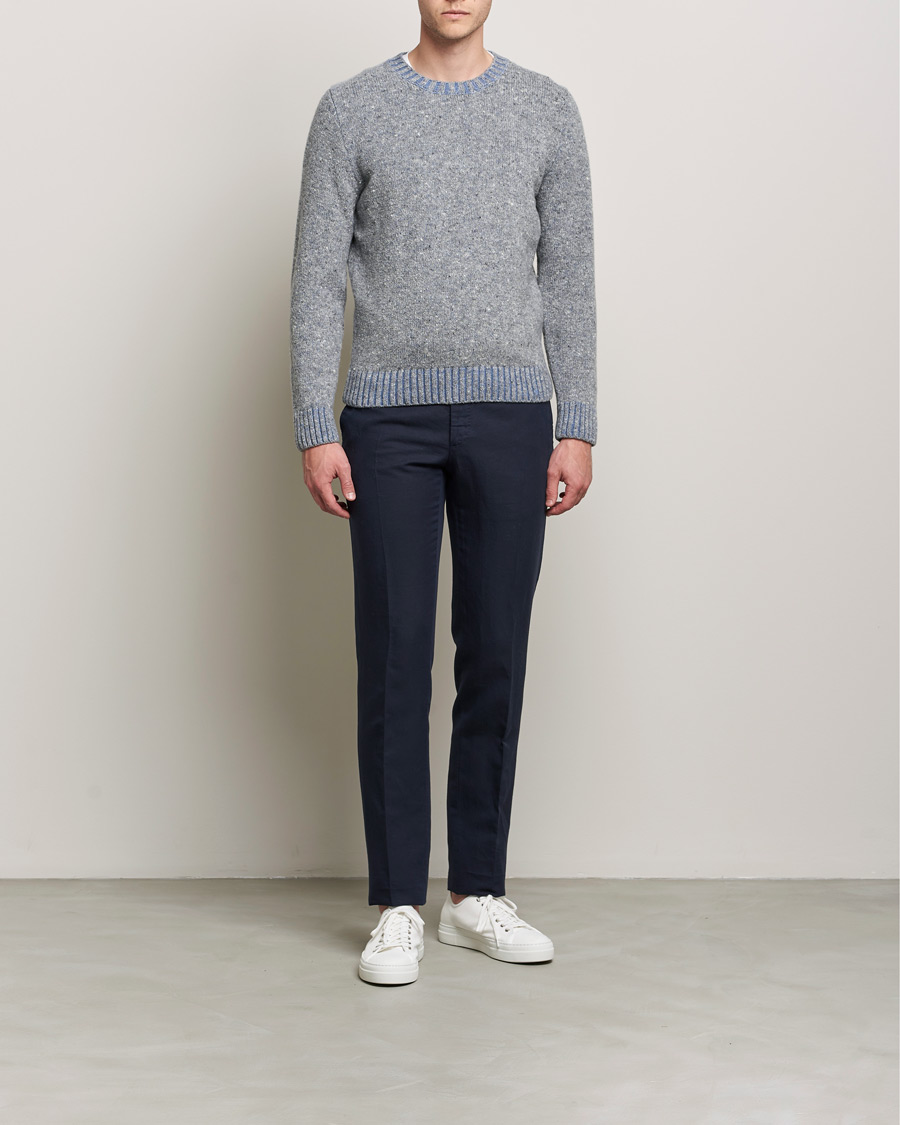 Uomini | Maglieria | Inis Meáin | Wool/Cashmere Crew Neck Grey/Blue