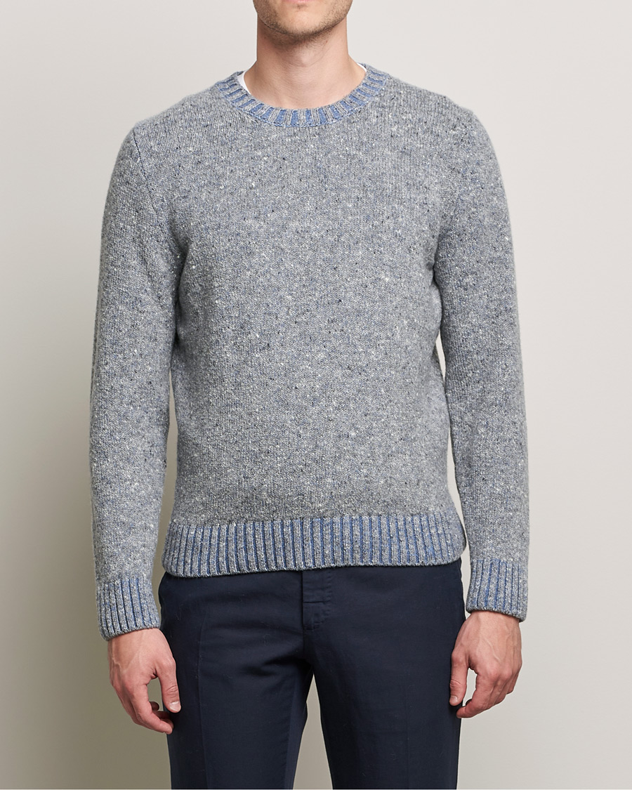 Uomini | Maglieria | Inis Meáin | Wool/Cashmere Crew Neck Grey/Blue
