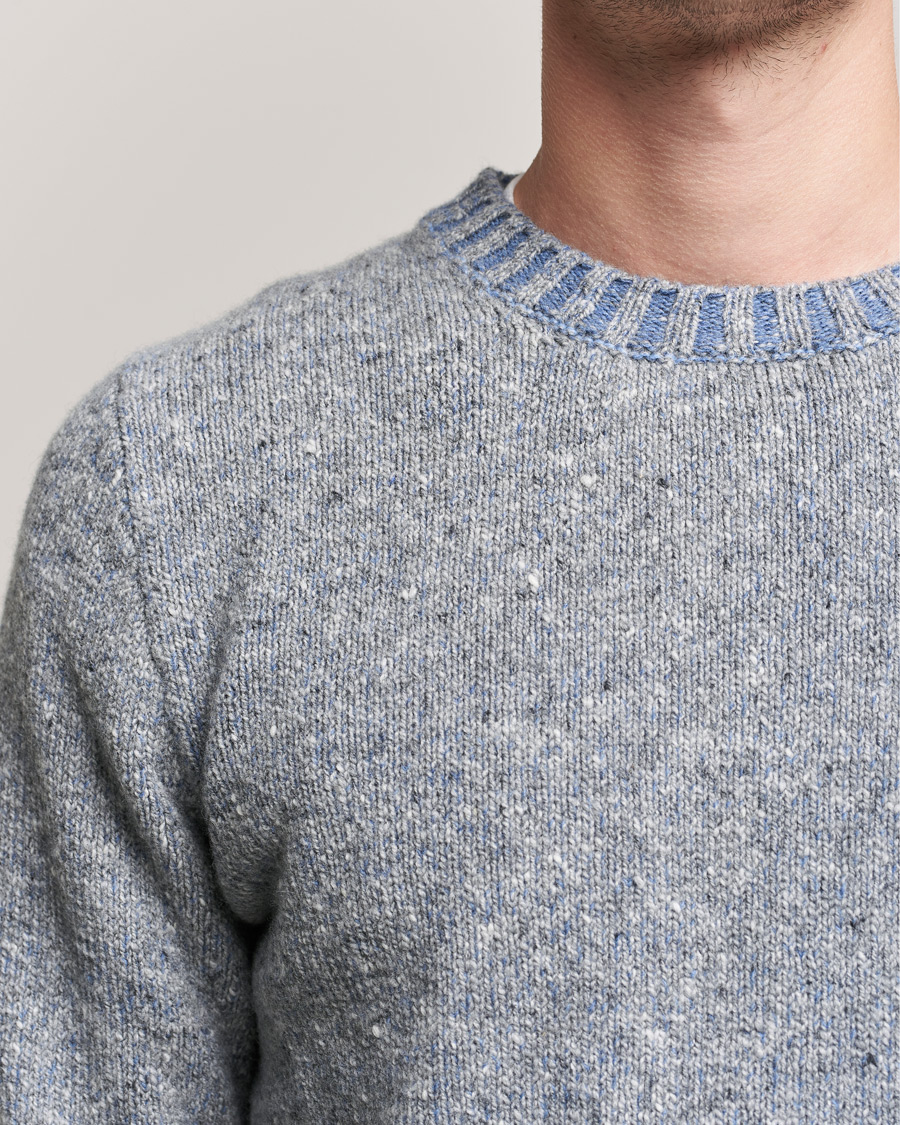 Uomini | Maglieria | Inis Meáin | Wool/Cashmere Crew Neck Grey/Blue