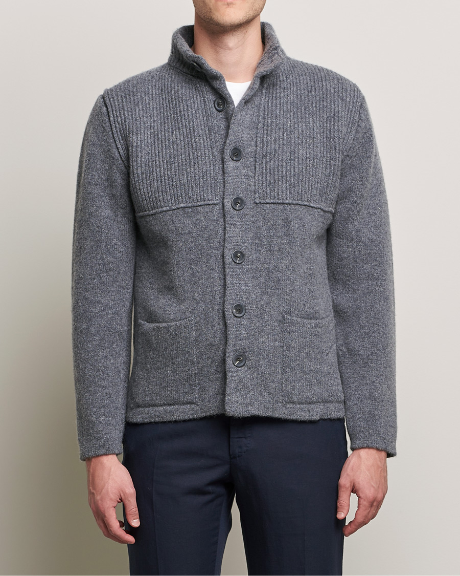 Uomini | Maglieria | Inis Meáin | Heavy Wool Cardigan Grey