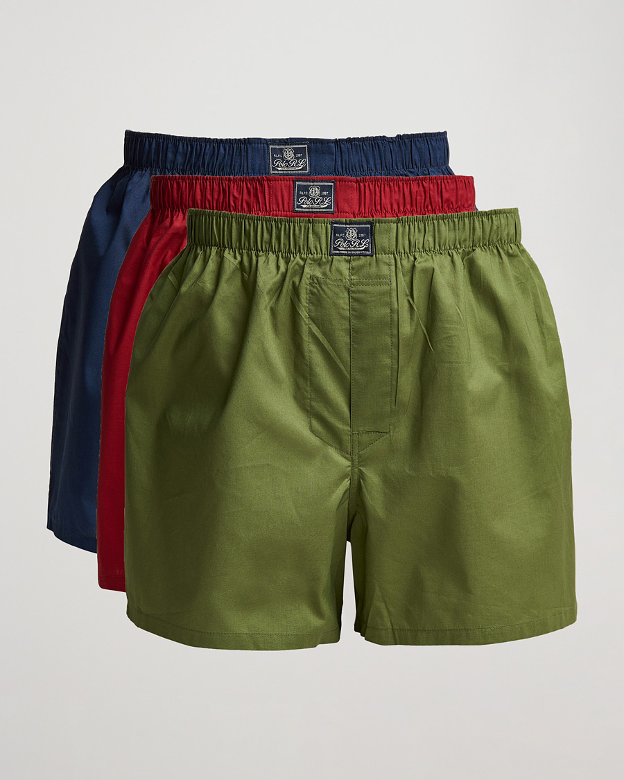 Uomini | Biancheria intima | Polo Ralph Lauren | 3-Pack Woven Boxer Red/Navy/Army Olive