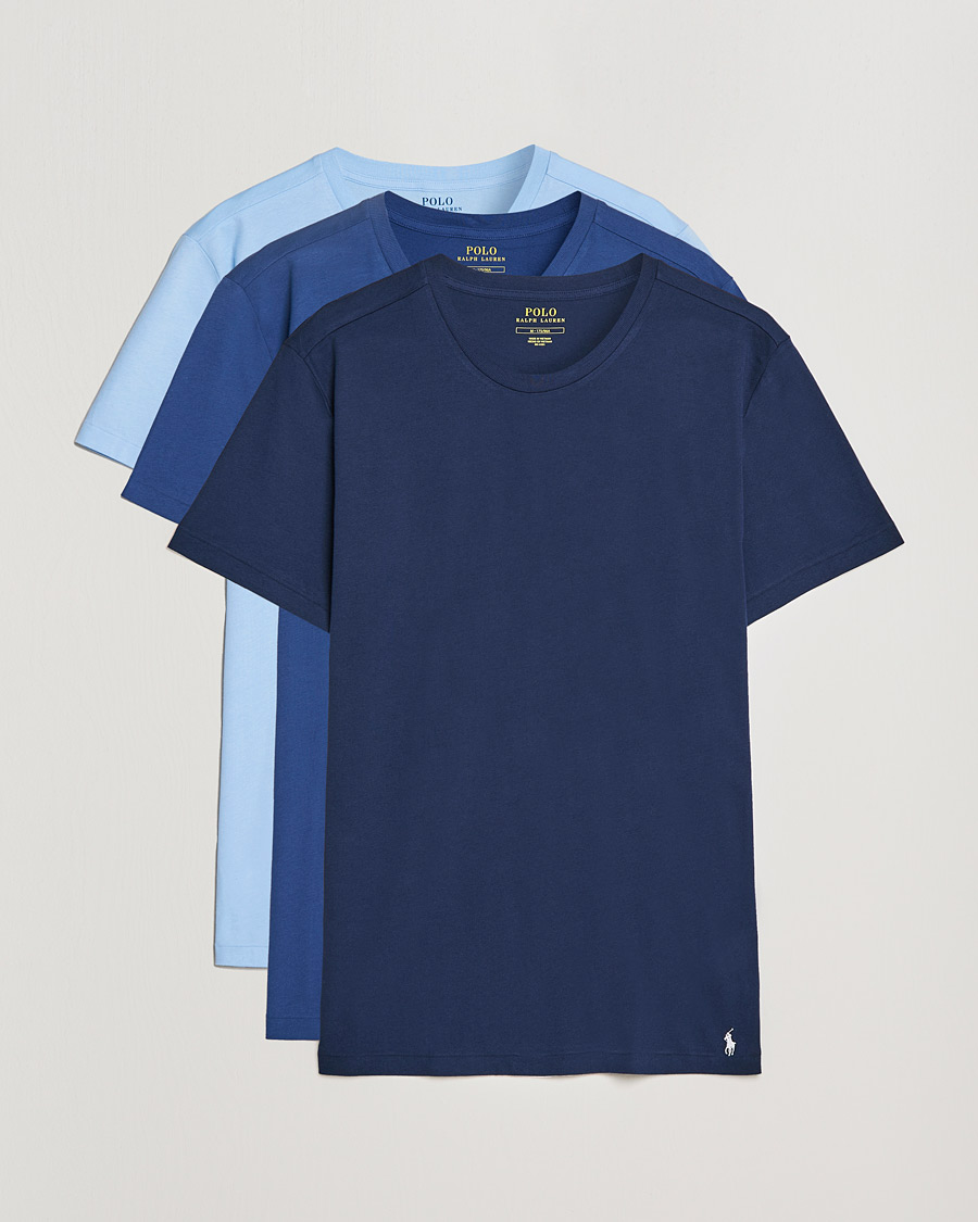 Uomini | T-shirt | Polo Ralph Lauren | 3-Pack Crew Neck T-Shirt Navy/Light Navy/Elite Blue