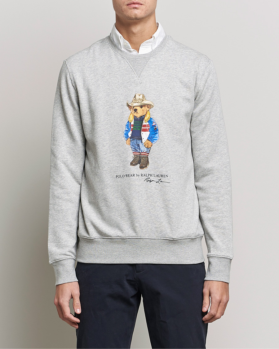 Uomini | Maglieria | Polo Ralph Lauren | Printed Denim Bear Sweatshirt Andover Heather