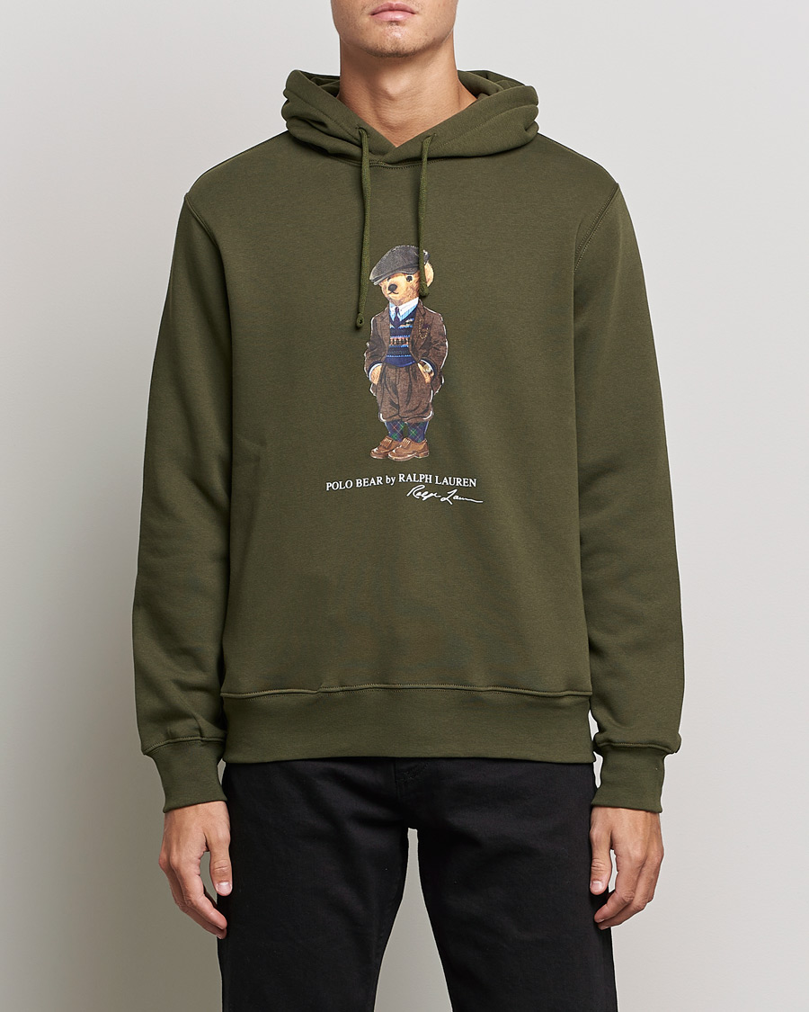 Uomini | Maglieria | Polo Ralph Lauren | Printed Denim Bear Hoodie Army Olive