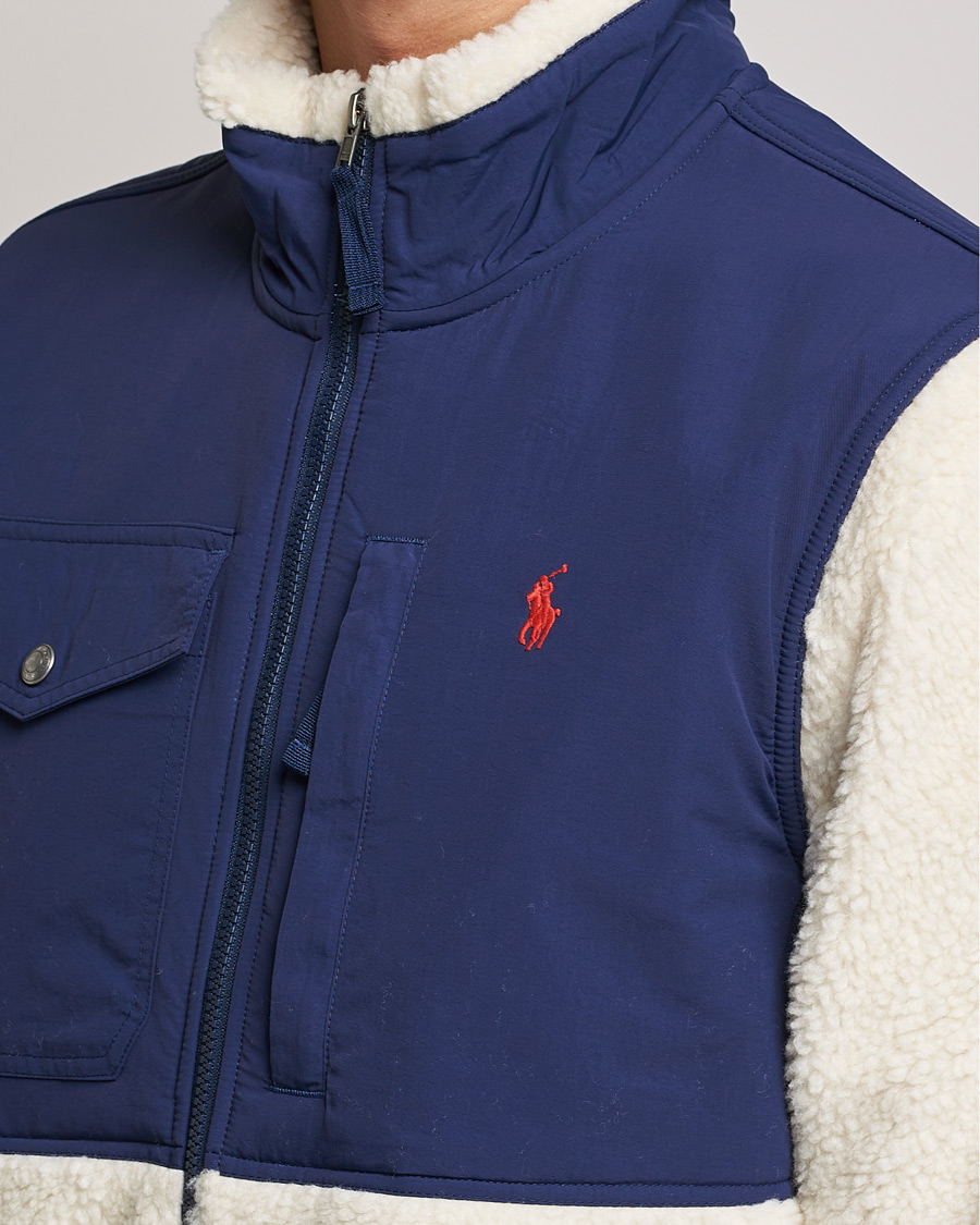 Uomini | Maglieria | Polo Ralph Lauren | Bonded Sherpa Full Zip Sweater Creme/Navy
