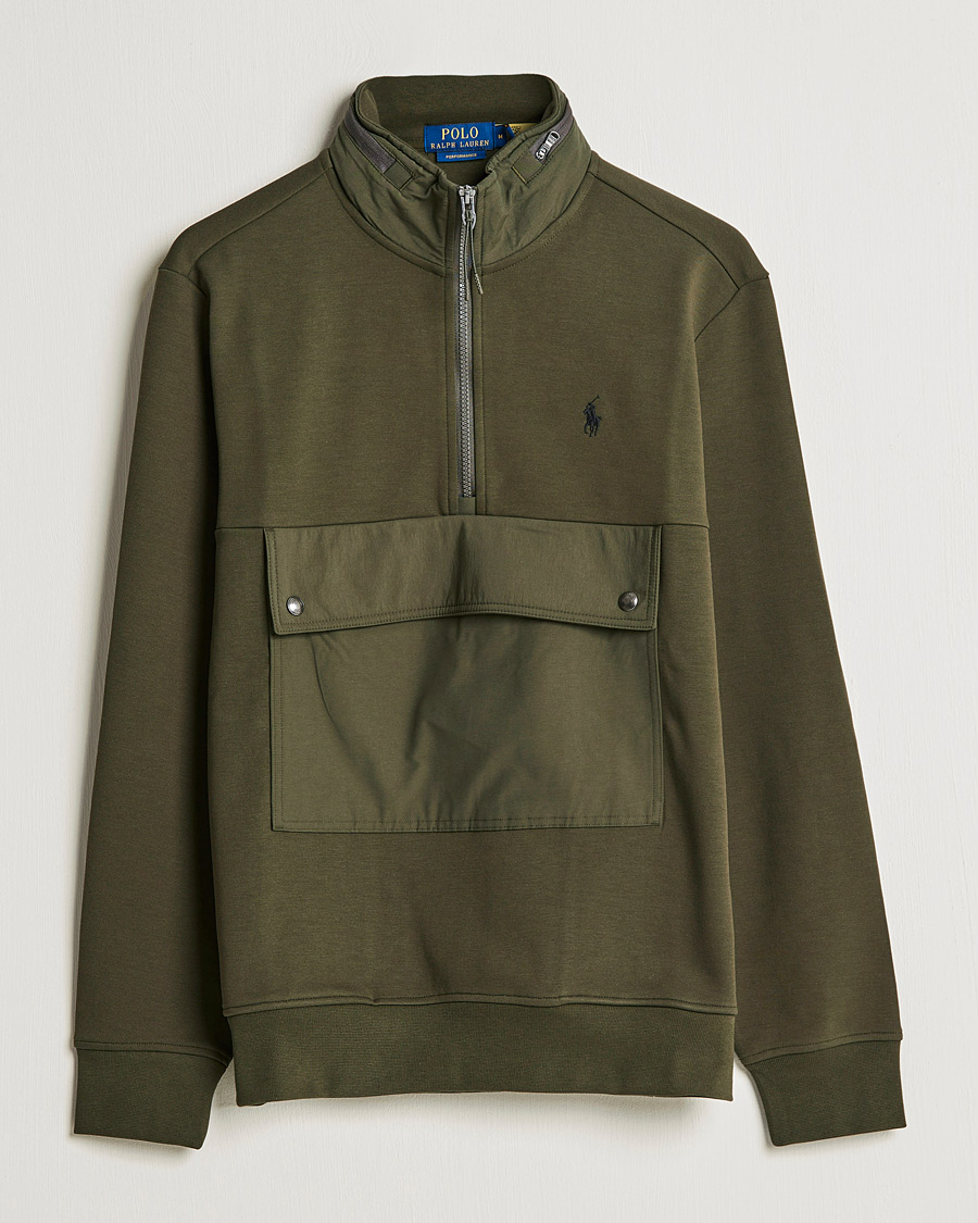 Uomini | Maglieria | Polo Ralph Lauren | Double Knit Pocket Half Zip Sweater Company Olive