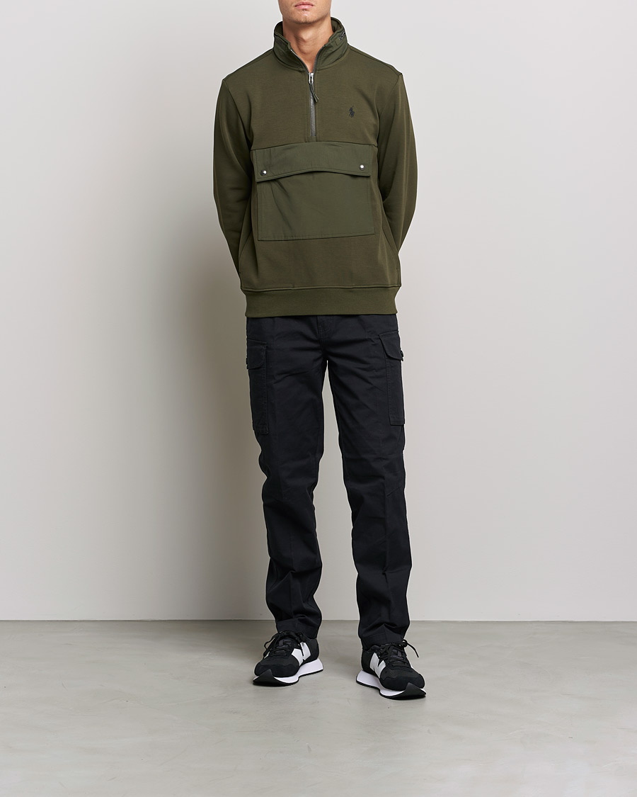 Uomini | Maglieria | Polo Ralph Lauren | Double Knit Pocket Half Zip Sweater Company Olive