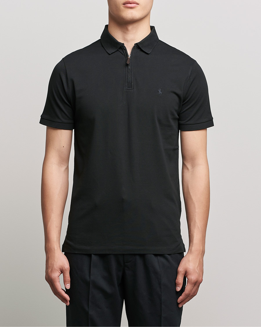 Uomini | Polo | Polo Ralph Lauren | Custom Slim Fit Half Zip Polo Black
