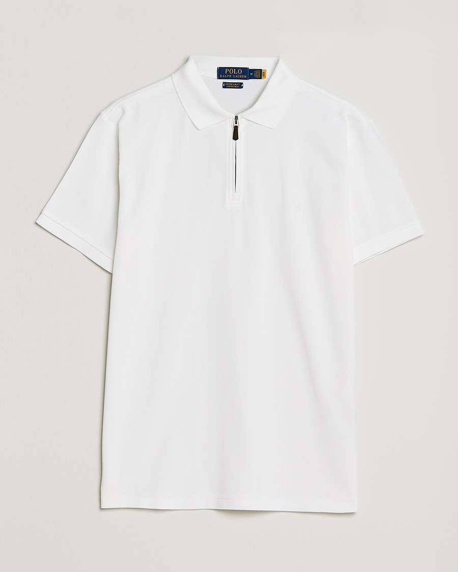 Uomini | Polo | Polo Ralph Lauren | Custom Slim Fit Half Zip Polo White