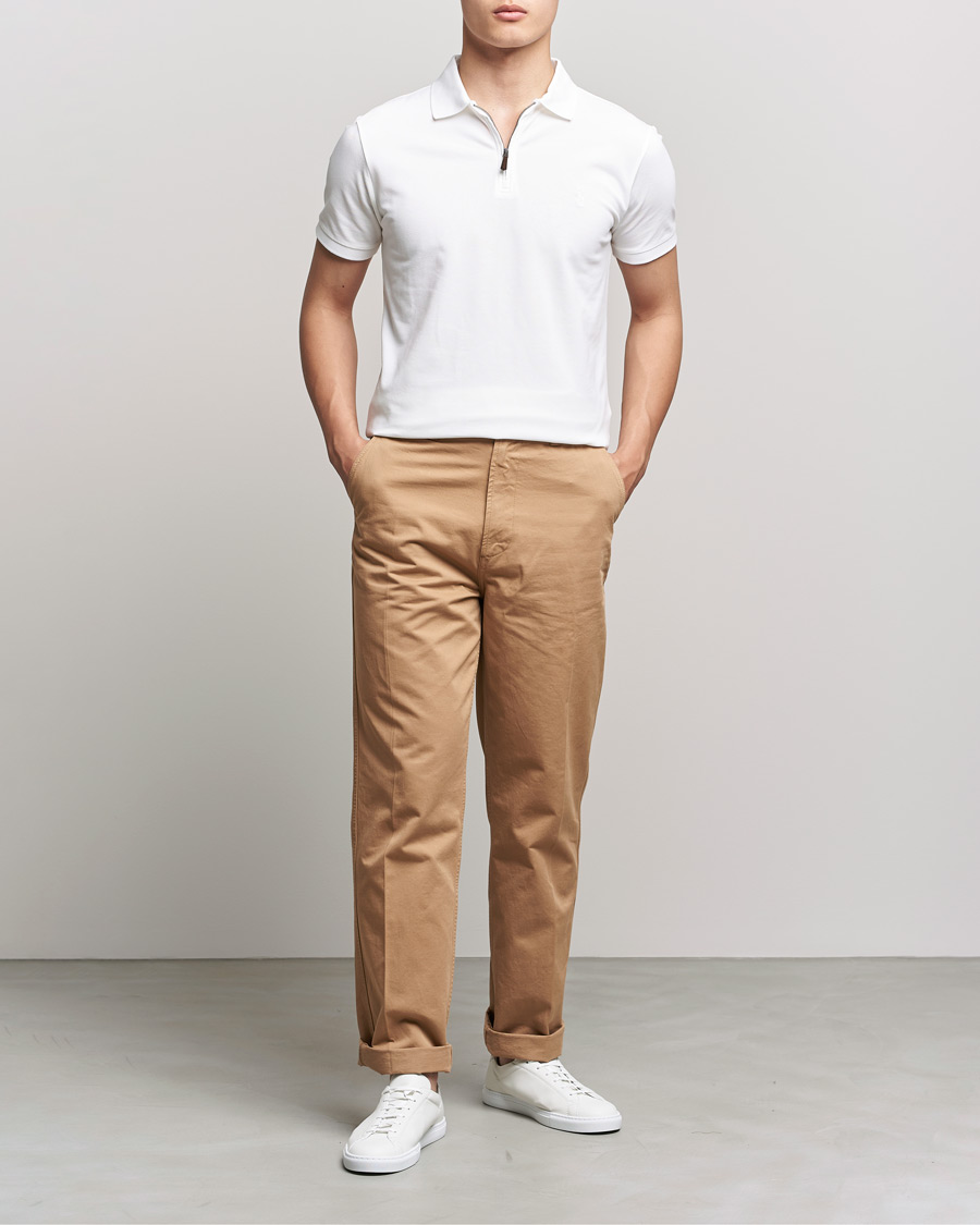 Uomini | Polo | Polo Ralph Lauren | Custom Slim Fit Half Zip Polo White