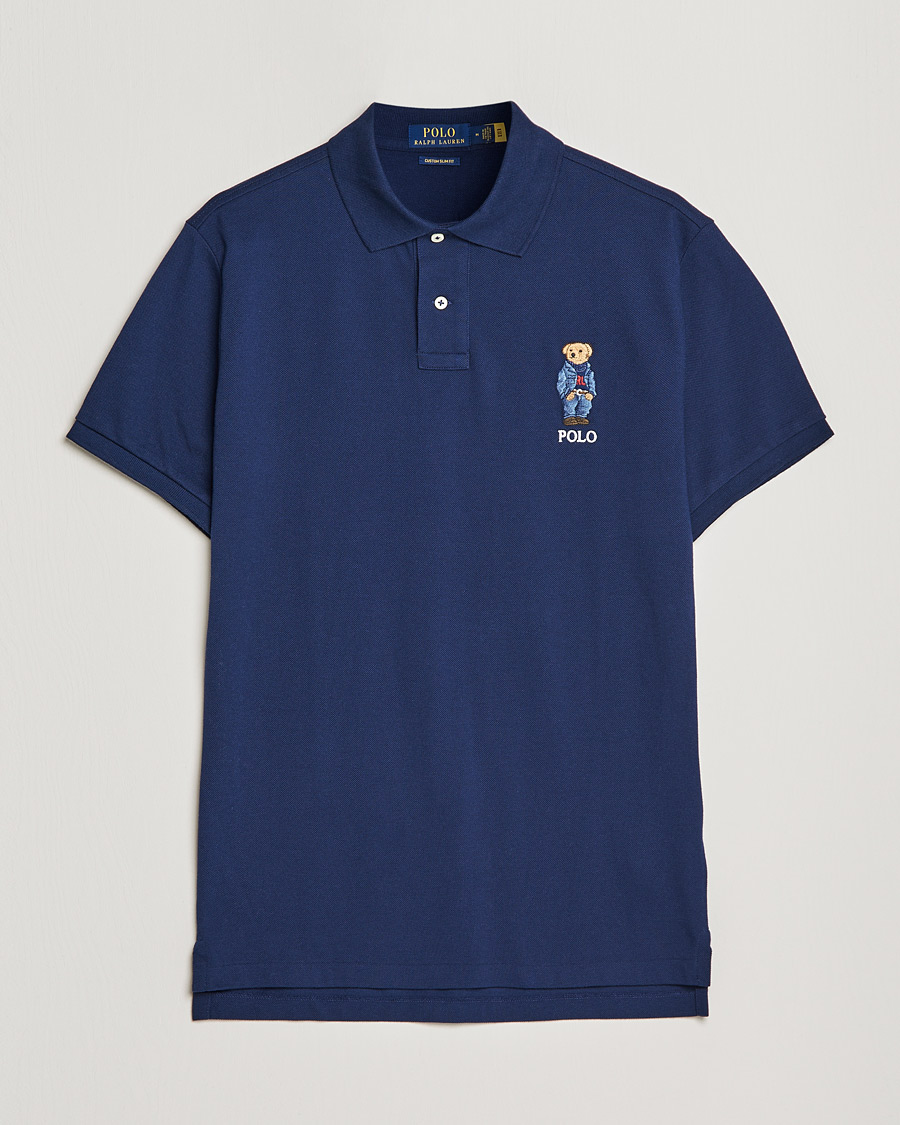 Uomini | Polo | Polo Ralph Lauren | Custom Slim Fit Denim Bear Polo Newport Navy