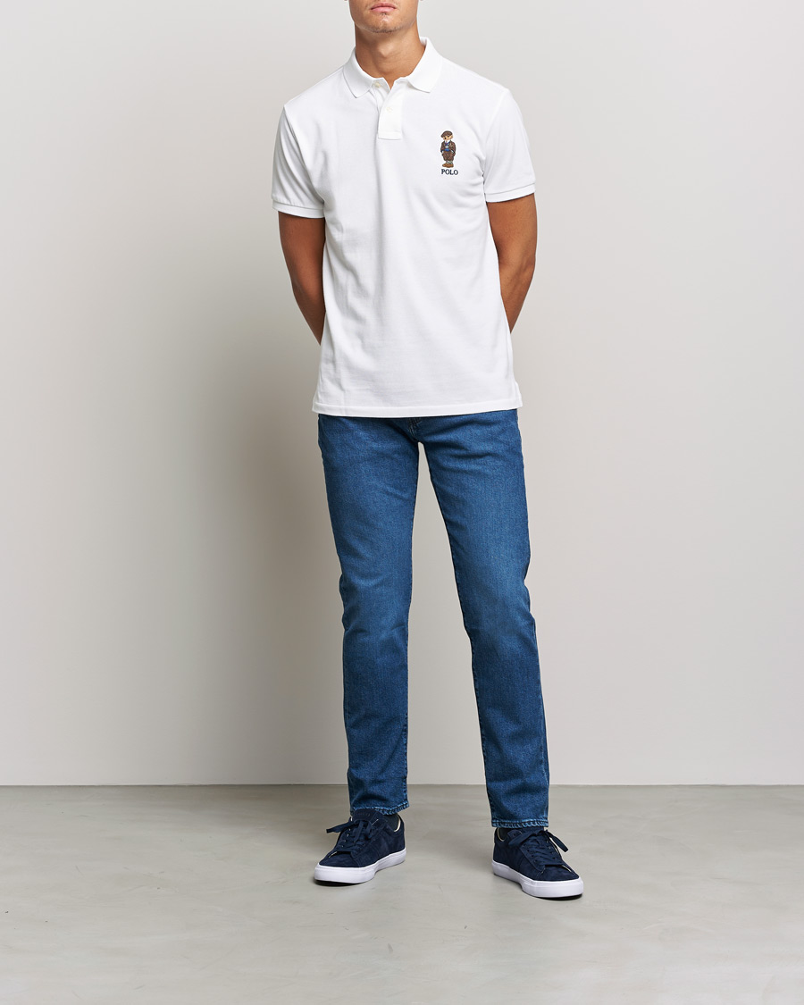 Uomini | Polo | Polo Ralph Lauren | Custom Slim Fit Denim Bear Polo White