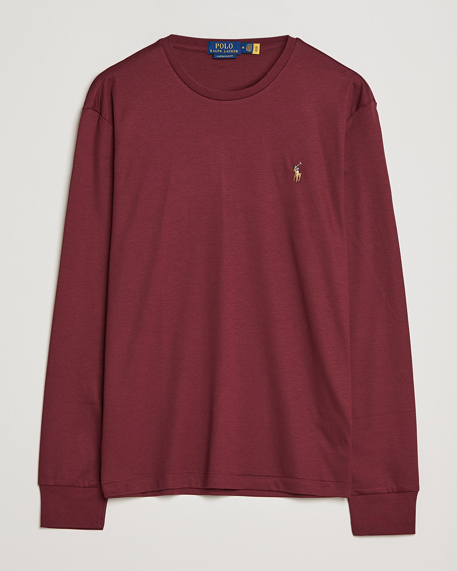 Uomini | T-shirt | Polo Ralph Lauren | Luxury Pima Cotton Long Sleeve Tee Classic Wine