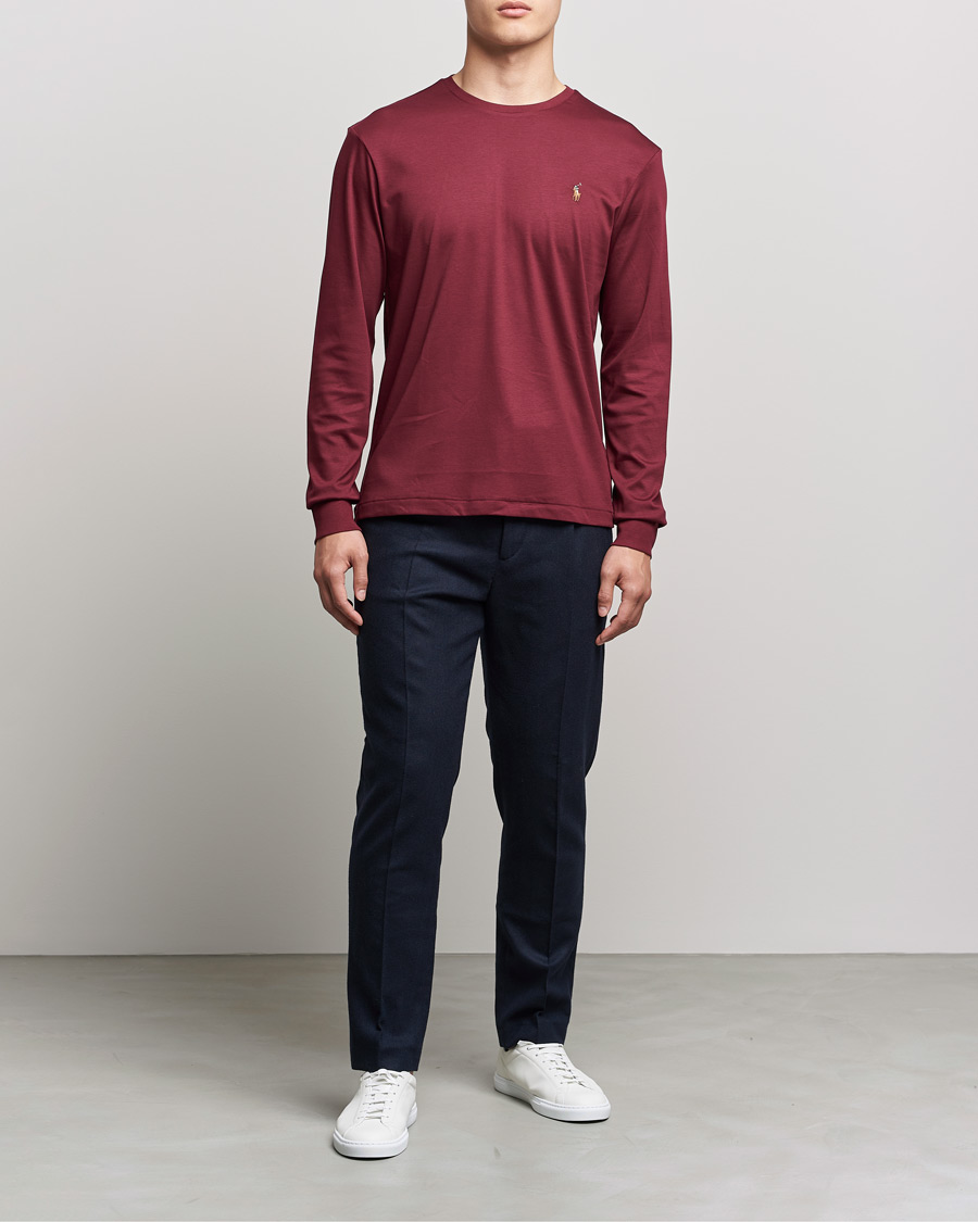 Uomini | T-shirt | Polo Ralph Lauren | Luxury Pima Cotton Long Sleeve Tee Classic Wine