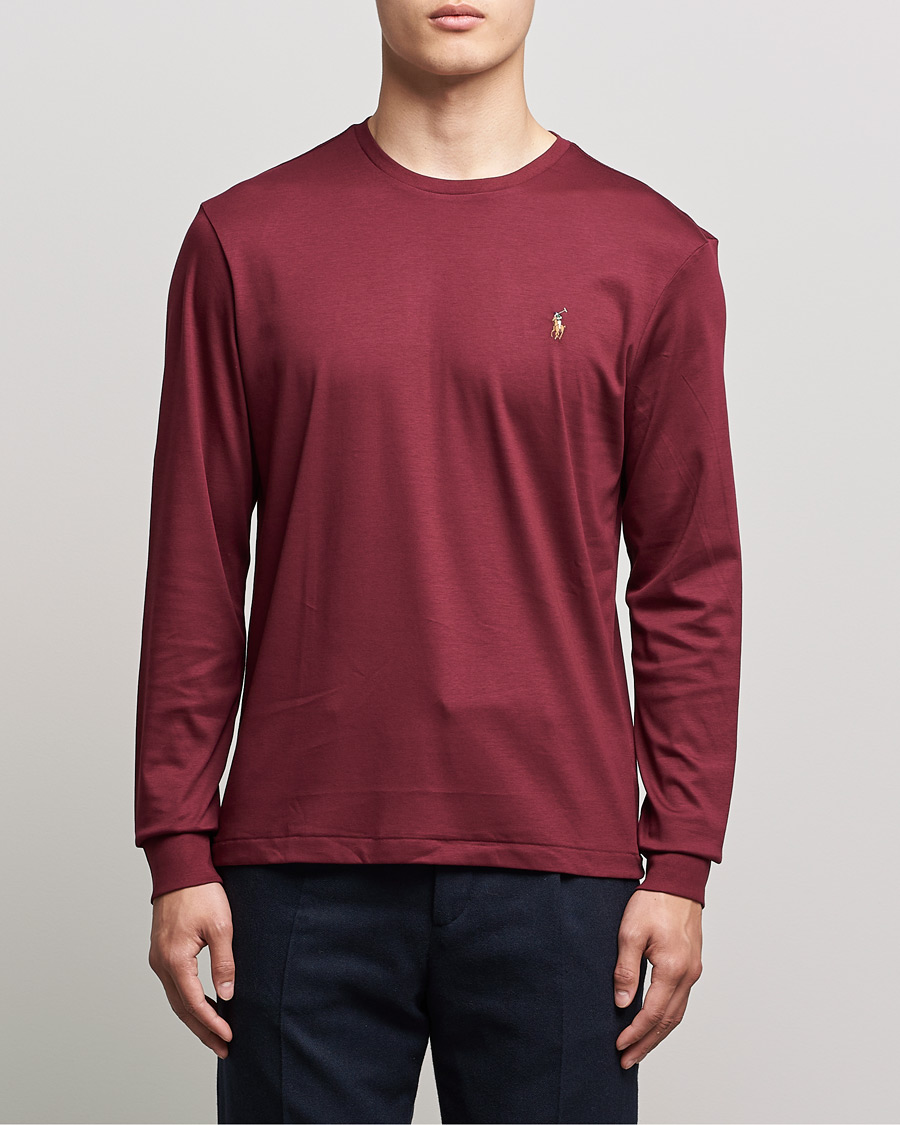 Uomini | T-shirt | Polo Ralph Lauren | Luxury Pima Cotton Long Sleeve Tee Classic Wine