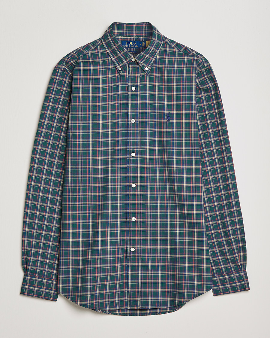 Uomini | Camicie | Polo Ralph Lauren | Custom Fit Twill Checked Shirt Green/Cream