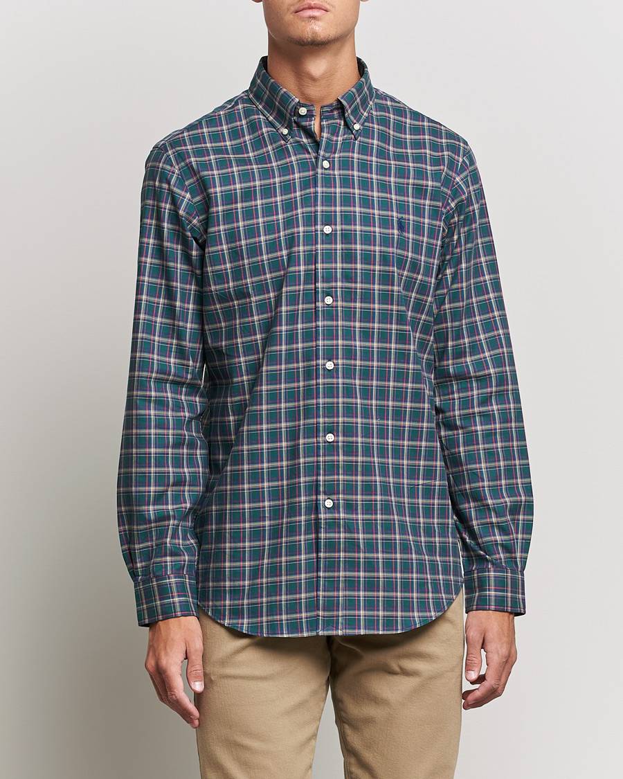 Uomini | Camicie | Polo Ralph Lauren | Custom Fit Twill Checked Shirt Green/Cream