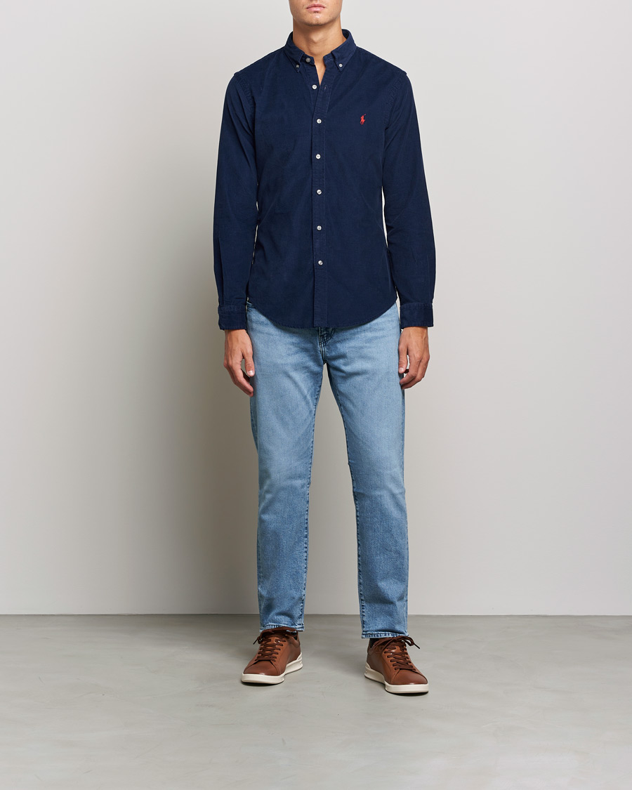 Uomini | Camicie | Polo Ralph Lauren | Slim Fit Corduroy Shirt Newport Navy