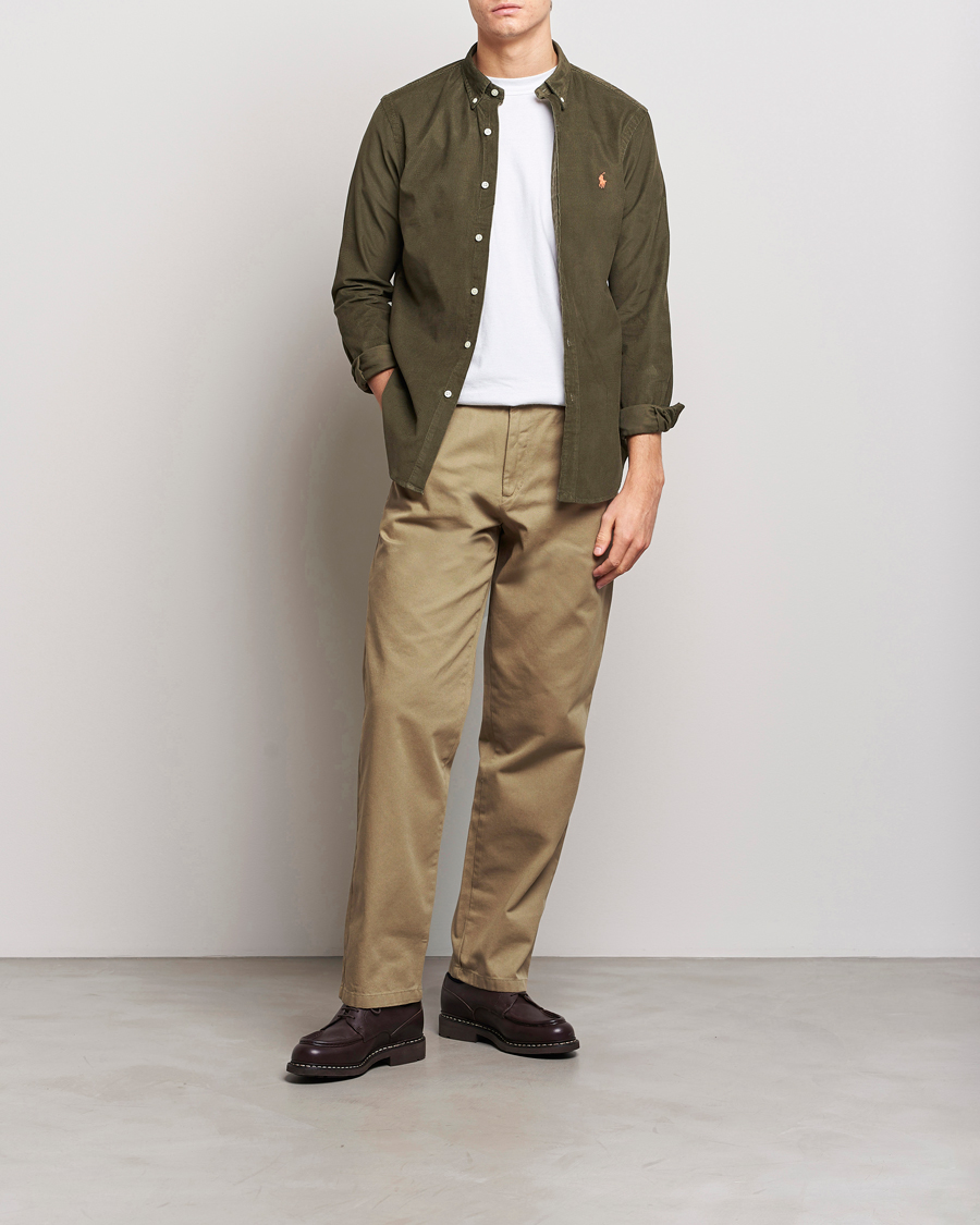 Uomini | Camicie | Polo Ralph Lauren | Slim Fit Corduroy Shirt Canopy Olive