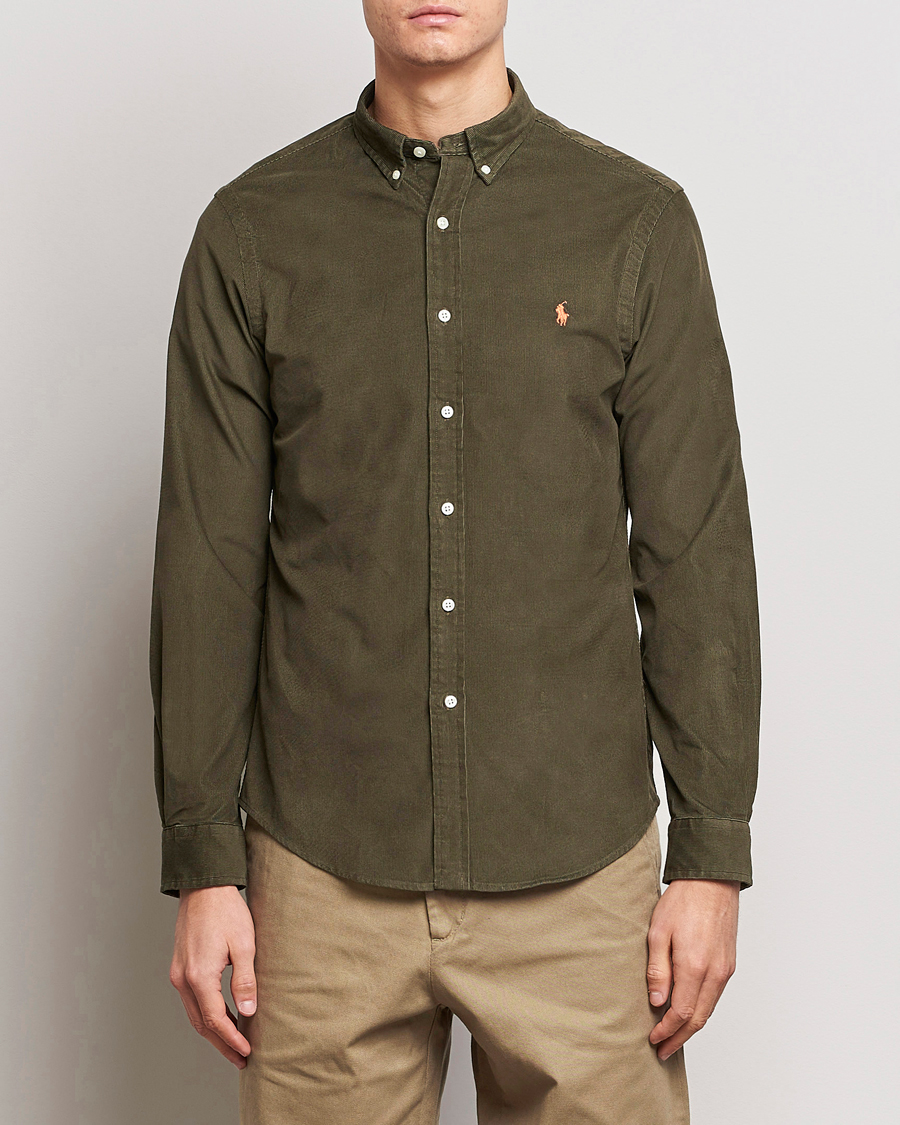 Uomini | Camicie | Polo Ralph Lauren | Slim Fit Corduroy Shirt Canopy Olive