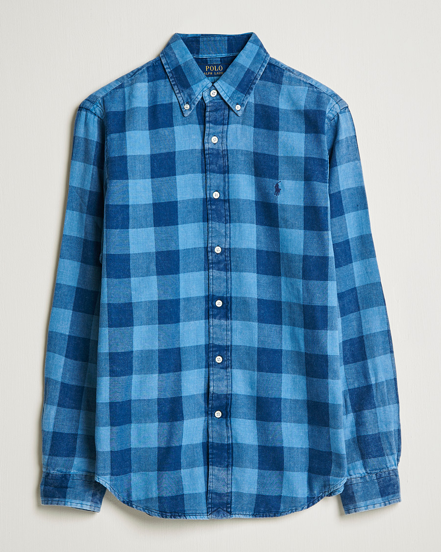 Uomini | Camicie | Polo Ralph Lauren | Custom Fit Double Faced Checked Shirt Blue/Black