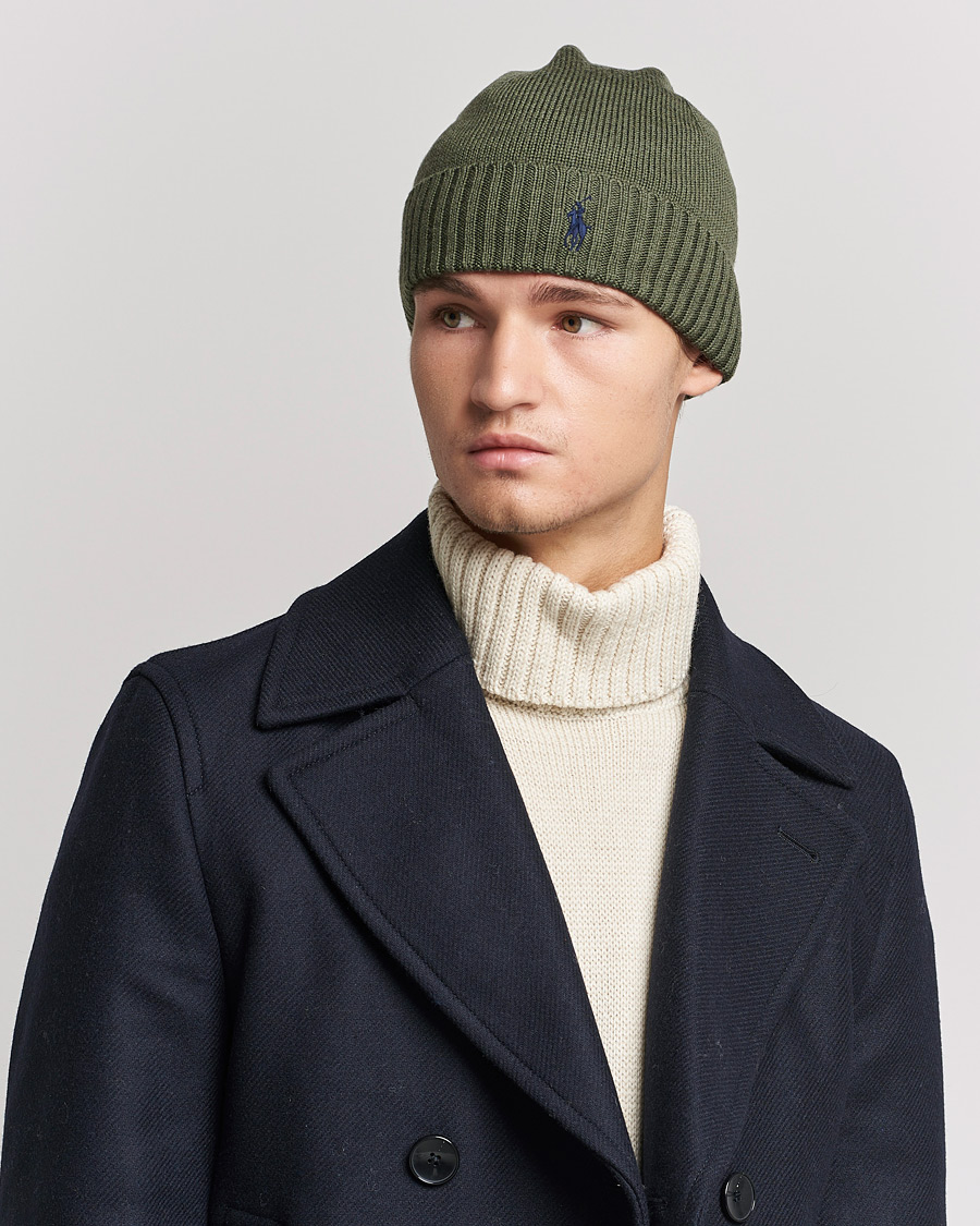 Uomini | Polo Ralph Lauren Merino Wool Beanie Army Olive Heather | Polo Ralph Lauren | Merino Wool Beanie Army Olive Heather