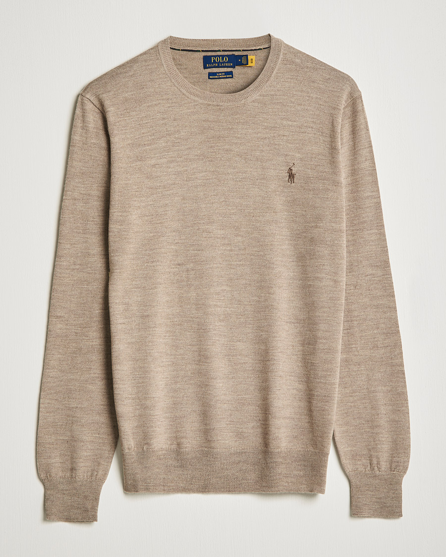 Uomini | Maglieria | Polo Ralph Lauren | Merino Crew Neck Pullover Light Walnut Heather