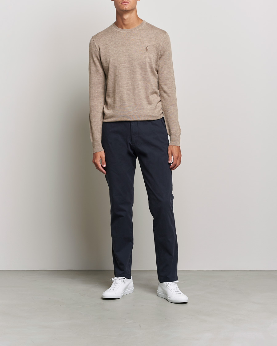 Uomini | Maglieria | Polo Ralph Lauren | Merino Crew Neck Pullover Light Walnut Heather
